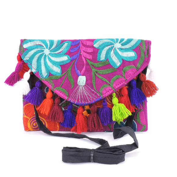 Handmade Boho Crossbody Purse Tassel Embroidered - Picture 3 of 3
